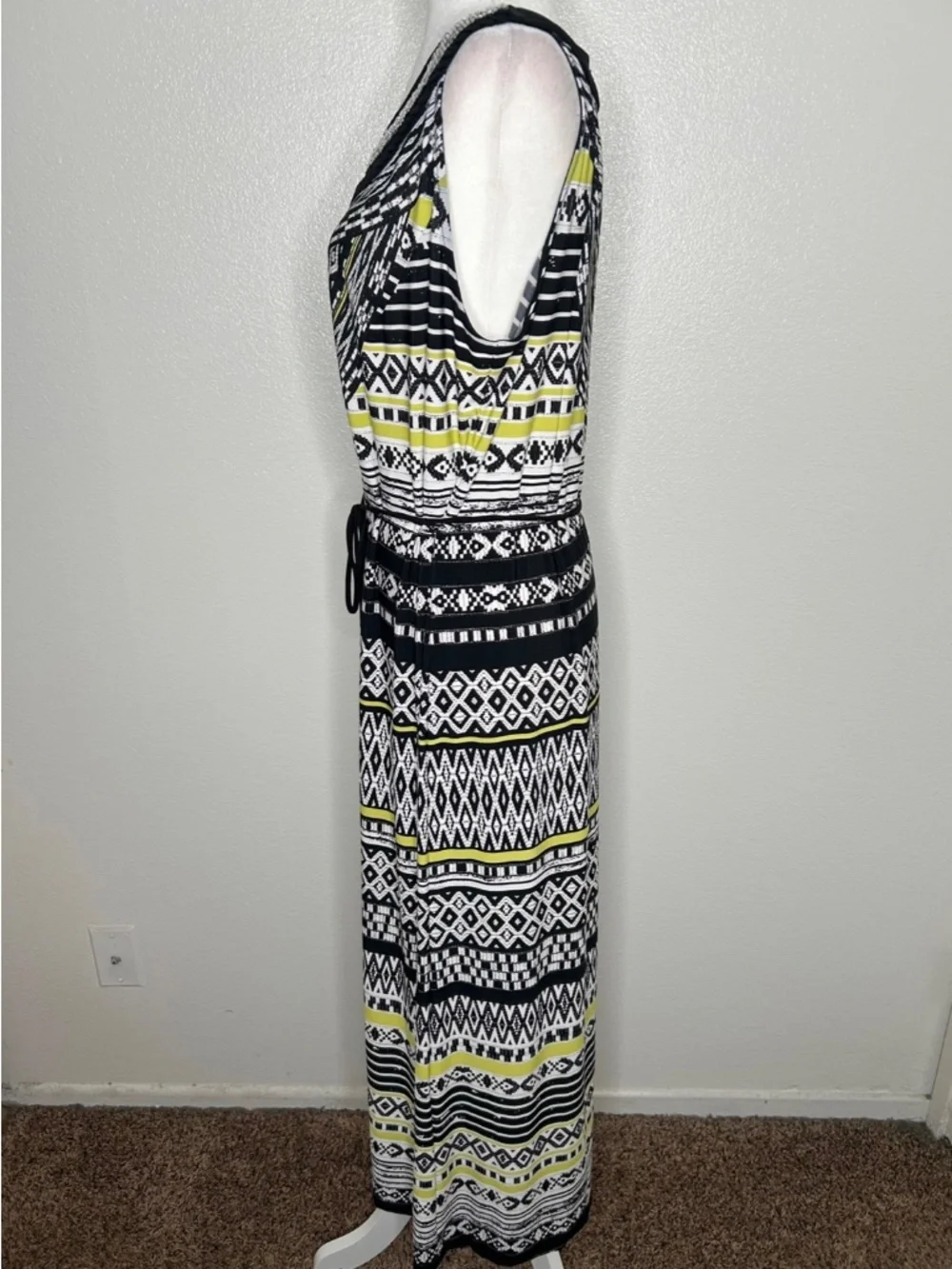Catherines Womens Black & White Patterned Sleeveless Jersey Maxi Dress Size 1X - Picture 5 of 9